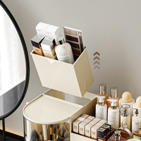 NOUVEAU Organisateur de cosmétiques en plastique, style tiroir de bureau, moderne et simple, haut de gamme, anti-poussière, grande capacité, pour coiffeuse et masques