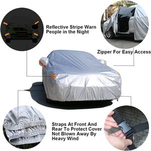 Housse de voiture universelle longue durée 150D Oxford, housse de voiture extérieure avec sac de rangement - Product Image 4