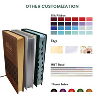 Fournisseur en gros de services d'impression personnalisés : Livre biblique à couverture mixte en cuir et PU souple, reliure cousue, marque-page à ruban et index de page.
