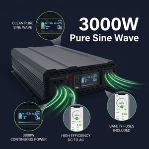 อินเวอร์เตอร์คลื่นไซน์บริสุทธิ์ 3000W พีค 6000W, แอพพลิเคชั่นสำหรับรถขายอาหาร, เครื่องชงกาแฟ, สตาร์ลิงค์, รถบ้าน, DC 12V 24V - Product Image 5