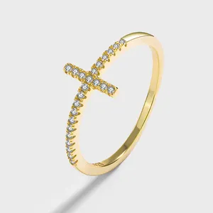 Goud Goud Vergulde S925 Sterling Zilveren Ring Vinger Superman Ring Voor Man Vrouwen Jezus Kruis Ringen Mode Religieuze Sieraden Cadeau