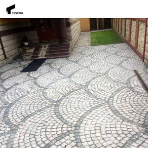 Tostone tối grey <span class=keywords><strong>g654</strong></span> Granite <span class=keywords><strong>Cobble</strong></span> lưới gạch hình quạt lát đá cho sử dụng ngoài trời cho cửa trước xe đậu xe bên ngoài - Product Image 5