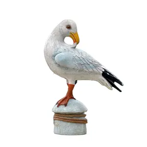घर की सजावट के लिए तटीय महासागर सजावट पॉलीरेसिन सीगल मूर्ति समुद्री शैली पक्षी मूर्ति