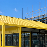 Maison conteneur jaune 20ft 40ft à toit en pignon, mini-maison modulaire, unité individuelle, studio de jardin, prête à l'emploi