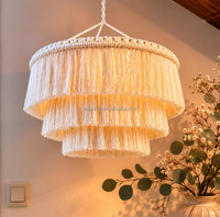 Abat-jour en macramé bohème, couverture de lampe suspendue tissée nordique, lampe de plafond à franges en coton