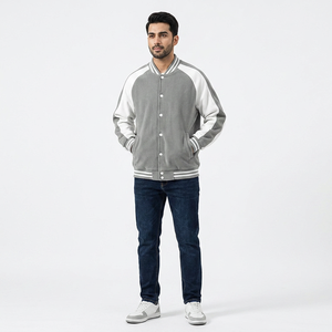 <b>Men's</b> 2026 Varsity <b>Jacket</b> Stand Collar Front Logo Retro Trendy Winter Breathable 100% Cotton Casual College <b>Baseball</b> <b>Jacket</b> - Product Image 1