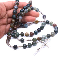 Komi kalung rantai salib, kalung tasbih rosario batu alam agama Kristen