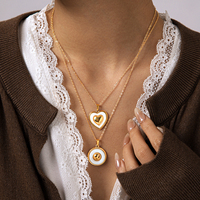 Collier pendentif cœur rond en résine plaqué or 18 carats PVD en acier inoxydable, étanche, délicat, nouvelle collection automne H&C pour femme
