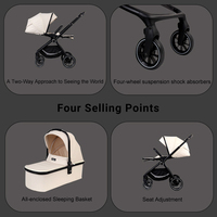 Poussette bébé 3 en 1 de luxe à la mode, berceau pliable, système de voyage pour enfants, cadeau pour nouveau-né, mère, tissu léger