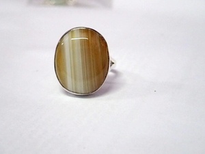 แหวนเหล็กสเตอร์ลิง925อัญมณีอาเกตธรรมชาติสีเหลืองขาวสำหรับงานปาร์ตี้ - Product Image 4