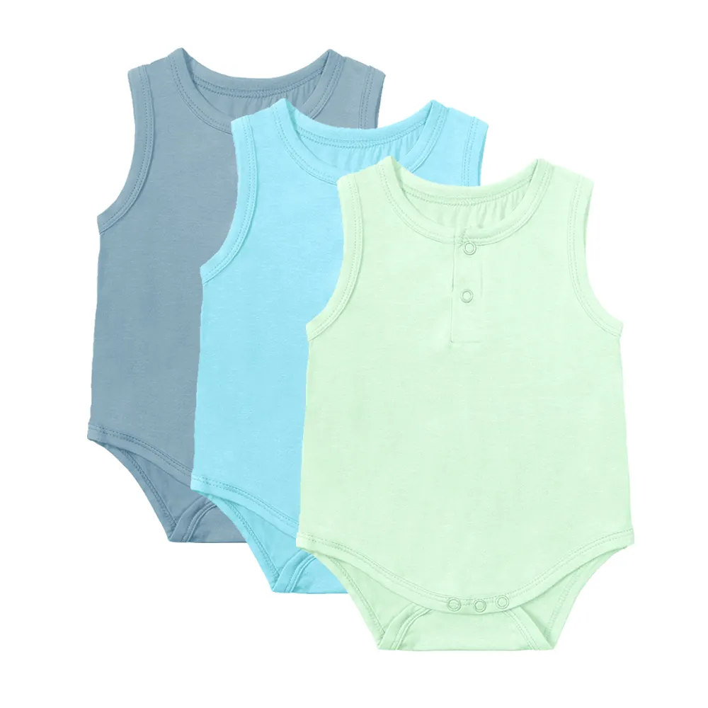 Wholesale Custom Sleeveless sleeveless baby vest bamboo baby clothes Baby Rompers Unisex Bodysuits for Summer for Boys and Girls
