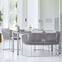 Ensemble table et chaises d'extérieur en métal style nordique minimaliste, étanche, idéal pour jardin, balcon, cour - Vente en gros usine