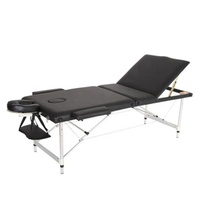 Table de tatouage portable pliable en 3 parties en acier inoxydable et bois avec repose-tête, hauteur réglable, lit de massage pour spa et extensions de cils