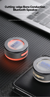 Haut-parleur à conduction osseuse compact et portable en aluminium V5.1 avec lumières RGB dynamiques, support de microphone sans fil - pour une utilisation en extérieur et en intérieur