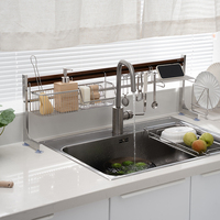 Organisateur d'évier de cuisine en acier inoxydable à bord étroit pour éponges, chiffons et ustensiles