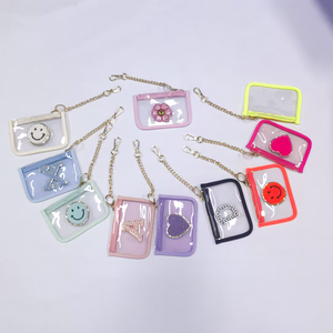Porte-clés transparent en PVC de couleur bonbon personnalisé de haute qualité avec quincaillerie dorée Keymay, porte-monnaie transparent imperméable pour fille - Product Image 5