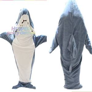 HP Cartoon Shark One-Piece Flannel Blanket Sleeping Bag for Adults Family Cosplay Suit Pajamas - Product Image 1