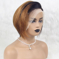 Perruque Lace Frontale 13x4 complète en cheveux humains brésiliens vierges Remy, coupe pixie courte, bouclée ondulée, 6 pouces, vente en gros