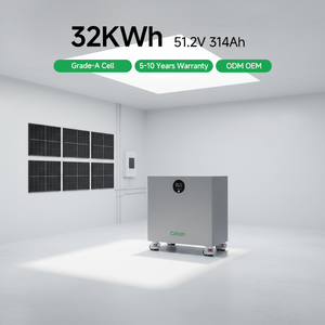 แบตเตอรี่ LiFePO4 แบบเรียงซ้อนได้ 32 กิโลวัตต์ชั่วโมง 51.2 โวลต์ 314 แอมป์ชั่วโมง สำหรับระบบกักเก็บพลังงานแสงอาทิตย์ภายในบ้าน พร้อมระบบจัดการแบตเตอรี่ (BMS) มาตรฐาน CE UN38.3 IEC62619 - Product Image 1