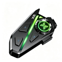 Casque de moto X6 Pro Green Light avec interphone double 5.4, portée 600-1000m, son HiFi, appels clairs avec CVC DSP