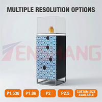 Vitrine d'affichage LED carrée à 4 faces 320x800mm 480x960mm Module GOB P1.538 P1.86 P2 P2.5 Contrôle par APP pour le commerce et la vente au détail