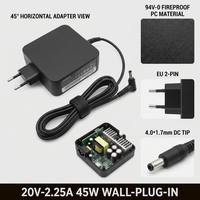 Adaptor Catu Daya 45W 20V 2,25A Pengisi Daya Laptop Tahan Api 4.0*1.7Mm untuk Yoga 520 720 730 IdeaPad S145