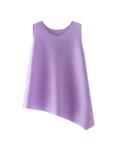 Miyake, camiseta <span class=keywords><strong>de</strong></span> verano para mujer, camiseta informal delgada que cubre el vientre, camiseta plisada sin mangas, chaleco grande con <span class=keywords><strong>columpio</strong></span>, diseño <span class=keywords><strong>de</strong></span> Color sólido - Product Image 3