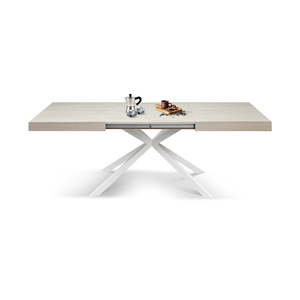 Extendable Pearl Elm <b>Dining</b> <b>Table</b> 140x90 <b>White</b> Crossed Legs Internal Use Mdf Base Melamine Top - Product Image 1