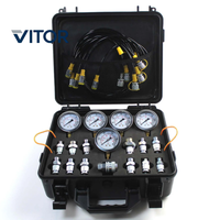 Kit de test de pression hydraulique pour excavatrice, 5 manomètres, 5 tuyaux de test, 14 raccords en T, 13 connecteurs, outil de diagnostic