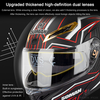 Casque de moto pour hommes approuvé par le DOT Casque de moto à double lentille Casque vintage rétro intégral Casque modulaire à double lentille
