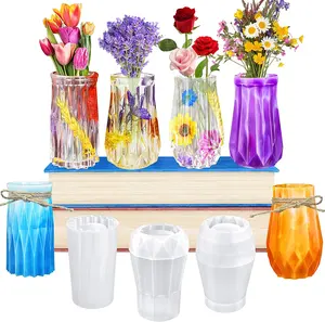 Moules en résine pour petit grand Vase bourgeon Vase Silicone moules Kit avec ficelle époxy coulée fleur Vase moules