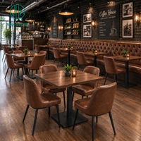 Solution tout-en-un Ron Group pour les cafés : chaise de café, table carrée en bois, banquette rembourrée en cuir capitonné, mobilier de restaurant