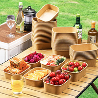 Bol en papier kraft jetable, biodégradable, écologique, 100 % respectueux de l'environnement, compatible micro-ondes, réfrigérateur et four, boîte à lunch