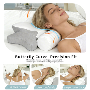 <span class=keywords><strong>Oreiller</strong></span> en forme de papillon pour le sommeil, avec mousse à mémoire de forme à récupération lente pour le soutien cervical, vente en gros transfrontalière. - Product Image 2