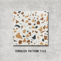 Carrelage Terrazzo en Porcelaine d'Intérieur Style Rustique Moderne pour Restaurant, Balcon, Sol de Salle de Bain, Application Intérieure en Villa 60X60 60X120 80X80
