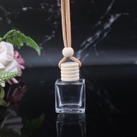 Flacon de parfum en verre transparent automatique de 10 ml, plat, vide, à suspendre, avec logo personnalisé pour désodorisant de voiture