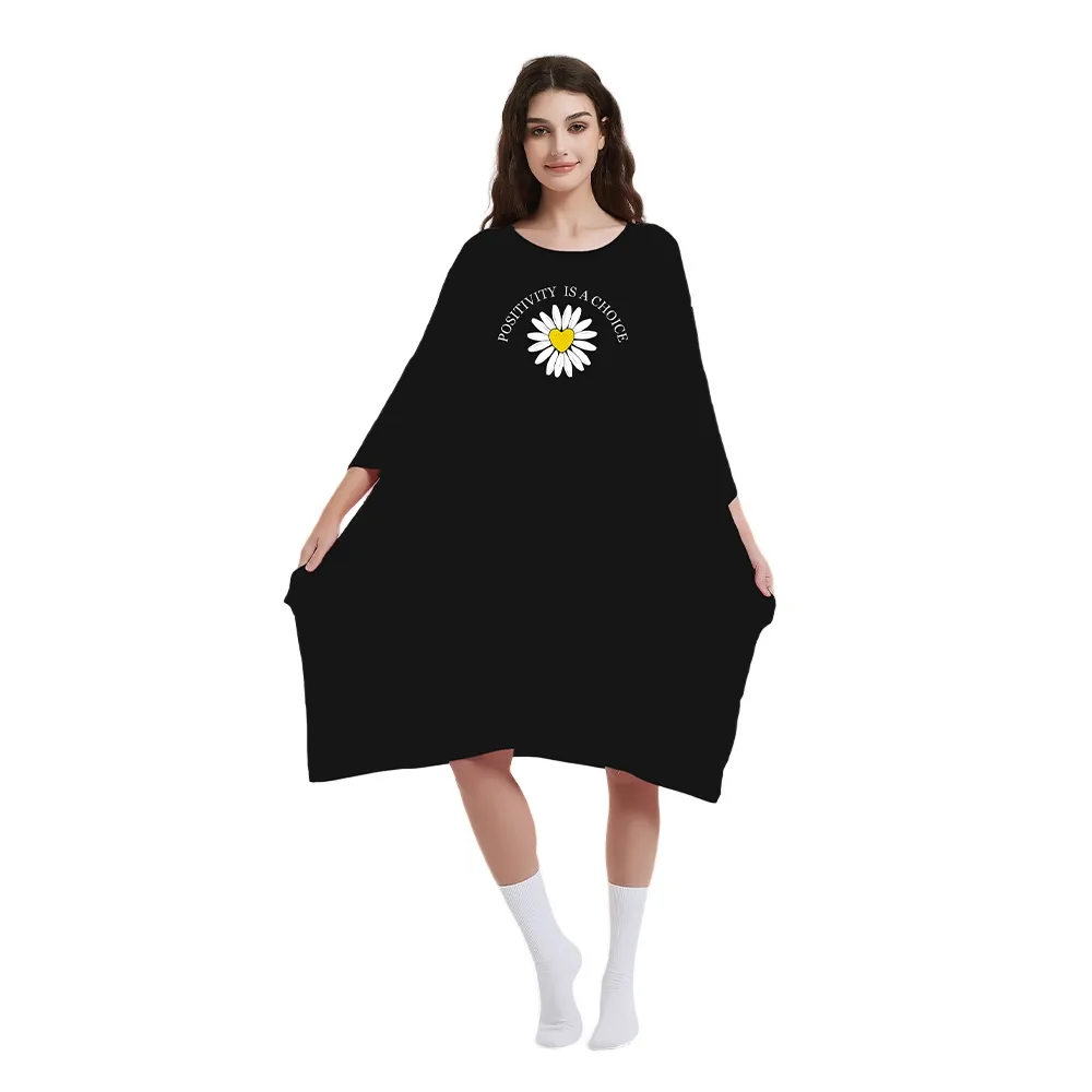 Factory Custom Women Summer Breathable Soft Cotton Oversized Blank Sleeping T Shirt Dress Sleep Tee