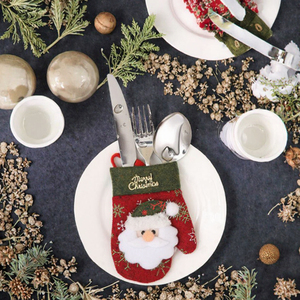 Housse de couverts XH pour Noël, sac à ustensiles réutilisable en polyester, décoration de table pour fêtes et dîners - Product Image 3