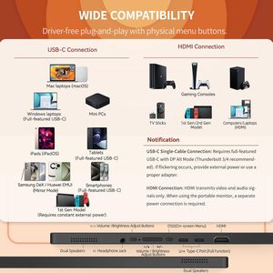 <span class=keywords><strong>Pantalla</strong></span> Táctil Portátil de 14 Pulgadas para Laptop 2560x1600, 16:10, Monitor de Viaje con Vidrio Templado, 100% SRGB, USB y HDMI - Product Image 3