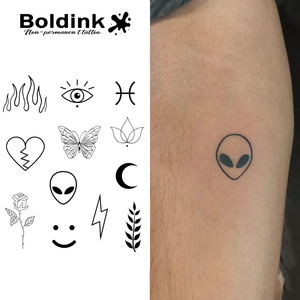 <span class=keywords><strong>Tatuaje</strong></span> Semipermanente Boldink Personalizado con Cabeza de Extraterrestre, Número Gótico 13, Arte Corporal, Resistente al Agua, Larga Duración (2 Semanas), Tinta Jagua - Product Image 1