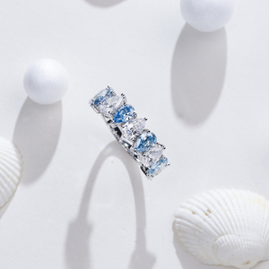 Bague pour femme MSR-2197 en or 18 carats avec diamant blanc et bleu de laboratoire, taille poire - Product Image 6