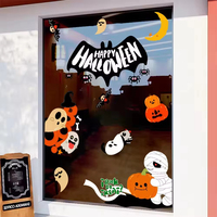 Autocollants statiques de fenêtre chauve-souris zombie pour Halloween, les plus vendus, pour vitrine de magasin, décoration d'ambiance festive, en stock