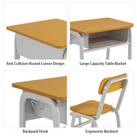Meubles de classe en contreplaqué personnalisables, bureau individuel pour étudiant, table et chaise pour école de formation professionnelle, ensemble pour lycée