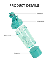 Bouteille de sport shaker avec compartiment de rangement pour protéines en poudre, en Tritan écologique, pour boire directement