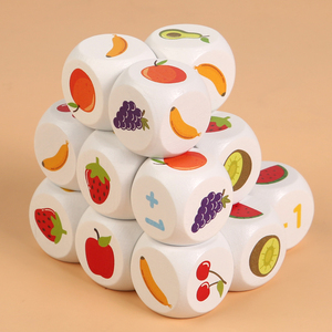 Enfants en bois fruits <span class=keywords><strong>dés</strong></span> cognitif éducation précoce modèle cognitif Parent-enfant carte interactive correspondant Puzzle jouet - Product Image 5