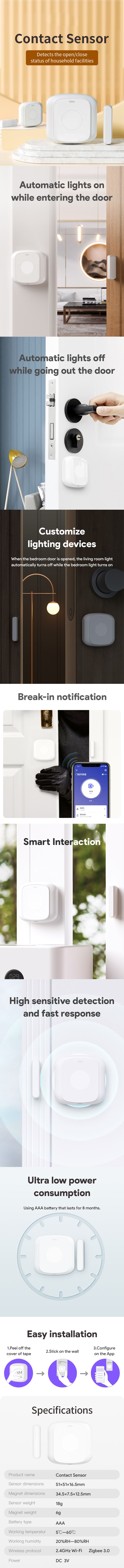 MeshHub Tuya new style WiFi ZigBee Two versions 2N1 Smart Door Sensor+Scene Button