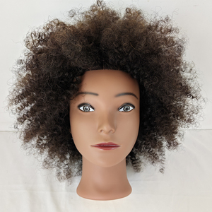 Cabeza de Maniquí 100% <span class=keywords><strong>Cabello</strong></span> Humano Afro Crespo Rizado para Entrenamiento en Salón de Belleza, Barbería, Escuela de Estilismo y Modelado de Peinados - Product Image 2