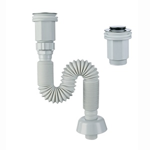 Kit de Desagüe Moderno para Lavabo con Tapa de Acero Inoxidable Anti-Olor y Cuerpo de Plástico, con Tubería Flexible para Fregadero - Product Image 2