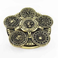 Dés polyédriques rotatifs 7 en 1 en alliage de zinc bronze antique, gravés en relief, écologiques, pour DND RPG Tabletop