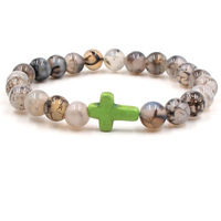 Buitenlandse handel best verkochte zwarte drakenaderstenen kruis elastische kralenarmband kralenarmband cadeau unisex